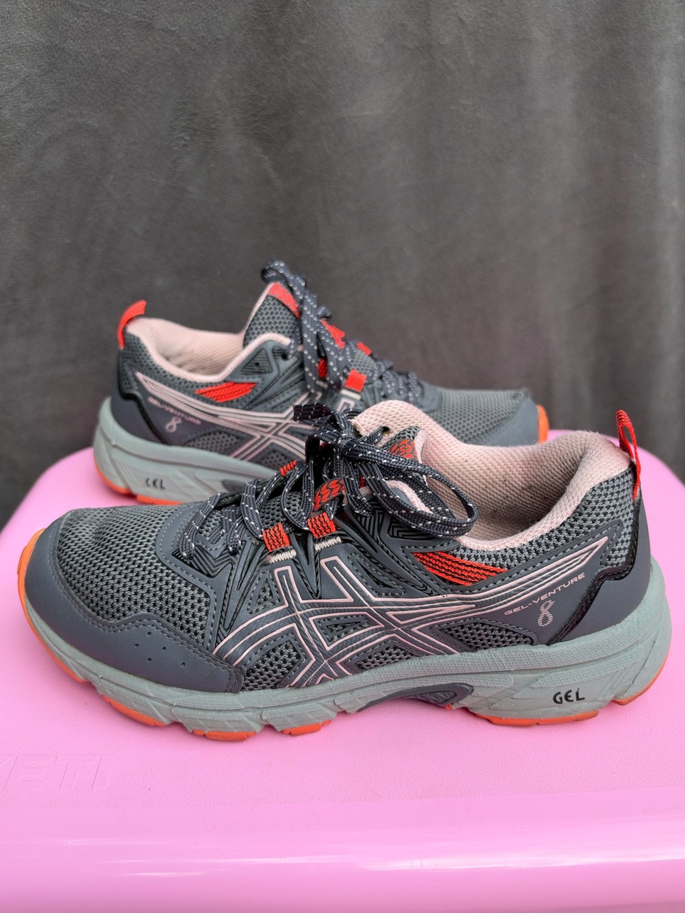 ASICS GEL-Venture 8 trail Running Graphite Grey, Pink, Orange women’s 7